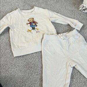 Toddler Ralph Lauren Cream Fleece Sweatshirt and sweatpants